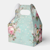 Elegant  Roze en Wit Bloemen op Mint Bedankdoosjes (Achterkant)