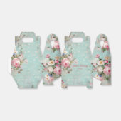 Elegant  Roze en Wit Bloemen op Mint Bedankdoosjes (Uitgevouwen)