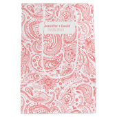 Elegant roze en wit bloemig paisley patroon medium cadeauzakje (Achterkant)
