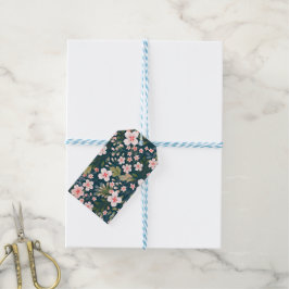 Elegant roze en wit bloemmotief cadeaulabel