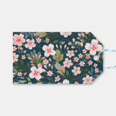 Elegant roze en wit bloemmotief cadeaulabel (Voorkant (Horizontaal))