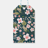 Elegant roze en wit bloemmotief cadeaulabel (Achterkant)