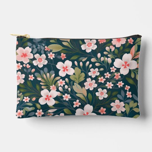Elegant roze en wit bloemmotief etui (Voorkant)