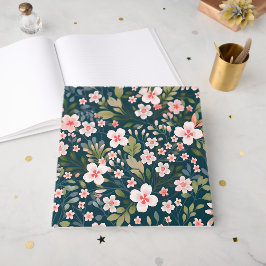 Elegant roze en wit bloemmotief gastenboek