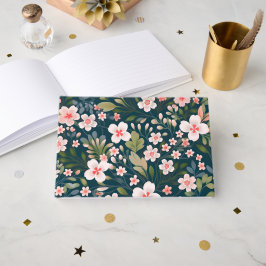 Elegant roze en wit bloemmotief gastenboek