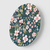 Elegant roze en wit bloemmotief grote klok (Hoek)