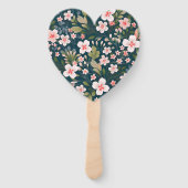 Elegant roze en wit bloemmotief handwaaier (Achterkant)