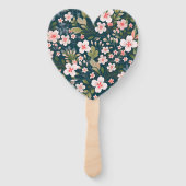 Elegant roze en wit bloemmotief handwaaier (Voorkant)