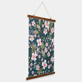 Elegant roze en wit bloemmotief hangend wandkleed (Gebogen)