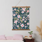 Elegant roze en wit bloemmotief hangend wandkleed (Slaapkamer)
