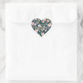 Elegant roze en wit bloemmotief hart sticker (Tas)