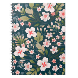 Elegant roze en wit bloemmotief notitieboek