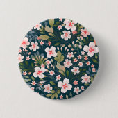 Elegant roze en wit bloemmotief ronde button 5,7 cm (Voorkant)