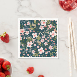 Elegant roze en wit bloemmotief servet