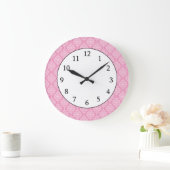 Elegant roze en wit Damask patroon Grote Klok (Huis)