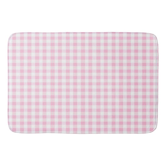 Elegant roze en wit geruit patroon badmat (Voorkant)