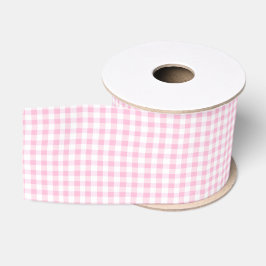Elegant roze en wit geruit patroon grosgrain lint