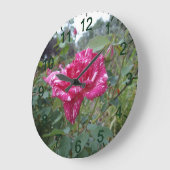Elegant roze en wit gestreept Roos, wandklok (Hoek)