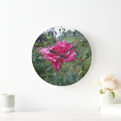 Elegant roze en wit gestreept Roos, wandklok (Huis)