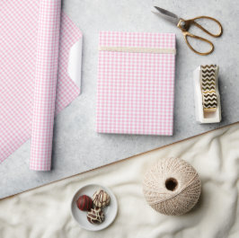 Elegant roze en wit Gingham patroon Cadeaupapier