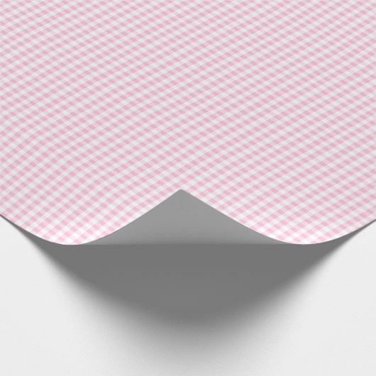 Elegant roze en wit Gingham patroon Cadeaupapier (Hoek)