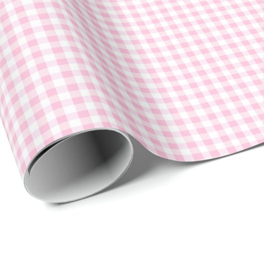Elegant roze en wit Gingham patroon Cadeaupapier (Rol Hoek)