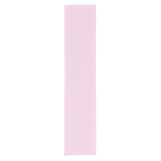 Elegant roze en wit Gingham patroon Korte Tafelloper (Voorkant)