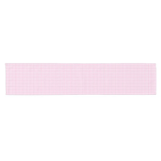 Elegant roze en wit Gingham patroon Korte Tafelloper (Horizontaal)