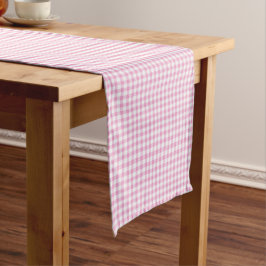 Elegant roze en wit Gingham patroon Korte Tafelloper