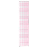 Elegant roze en wit Gingham patroon Korte Tafelloper (Voorkant)