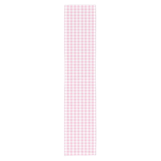 Elegant roze en wit Gingham patroon Korte Tafelloper (Voorkant)