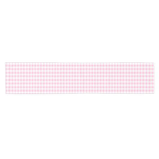 Elegant roze en wit Gingham patroon Korte Tafelloper (Horizontaal)