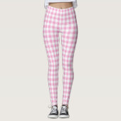 Elegant roze en wit Gingham patroon Leggings (Voorkant)