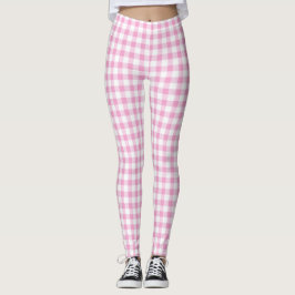Elegant roze en wit Gingham patroon Leggings