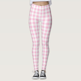 Elegant roze en wit Gingham patroon Leggings