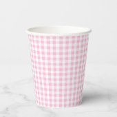 Elegant roze en wit Gingham patroon Papieren Bekers (Achterkant)