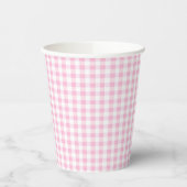 Elegant roze en wit Gingham patroon Papieren Bekers (Links)