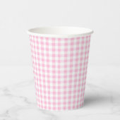Elegant roze en wit Gingham patroon Papieren Bekers (Rechts)