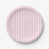 Elegant roze en wit Gingham patroon Papieren Bordje (Voorkant)