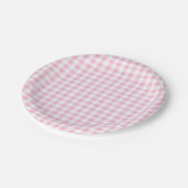 Elegant roze en wit Gingham patroon Papieren Bordje (Gekanteld)