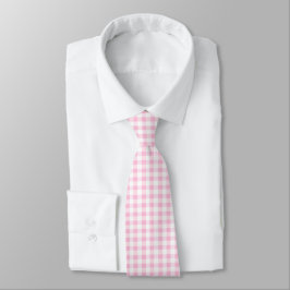 Elegant roze en wit Gingham patroon Stropdas