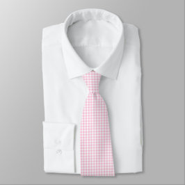Elegant roze en wit Gingham patroon Stropdas