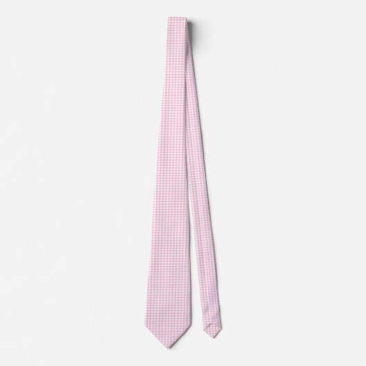 Elegant roze en wit Gingham patroon Stropdas (Voorkant)