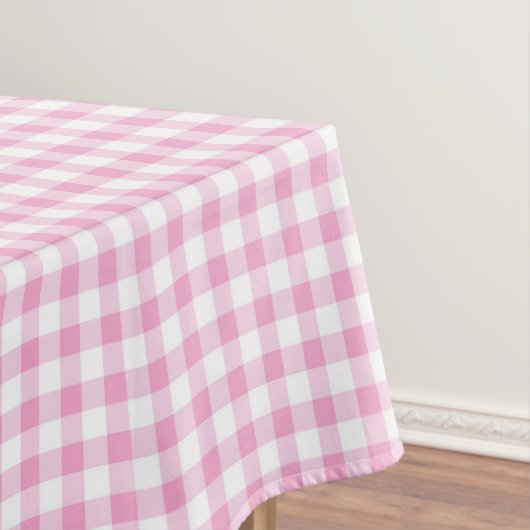 Elegant roze en wit Gingham patroon Tafelkleed (Voorbeeld)