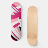 Elegant roze en wit penseelpatroon persoonlijk skateboard (Voorkant)