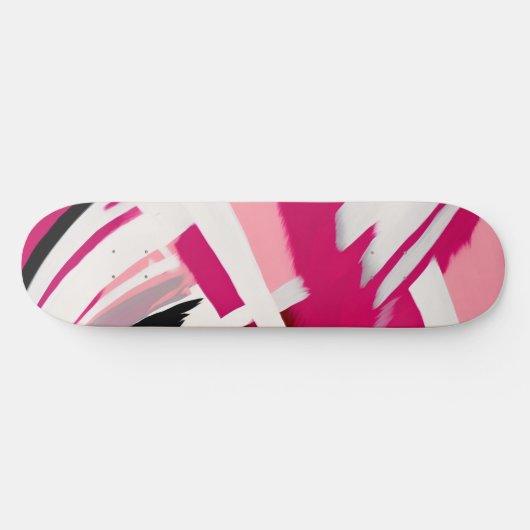Elegant roze en wit penseelpatroon persoonlijk skateboard (Horizontaal)