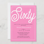 Elegant Roze en Wit Script 60ste verjaardag Kaart (Voorkant)