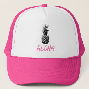 Elegant Roze en wit Tropische Ananas Aloha Trucker Pet
