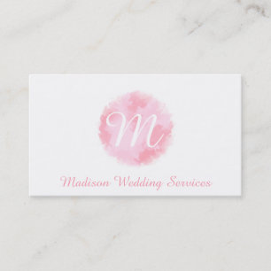 Elegant Roze en Wit Waterverf Monogram Visitekaartje
