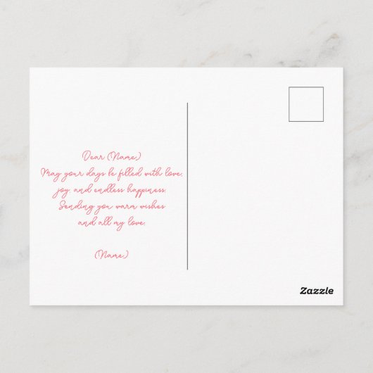 Elegant roze en witte bloemenboeket met harten briefkaart (Achterkant)